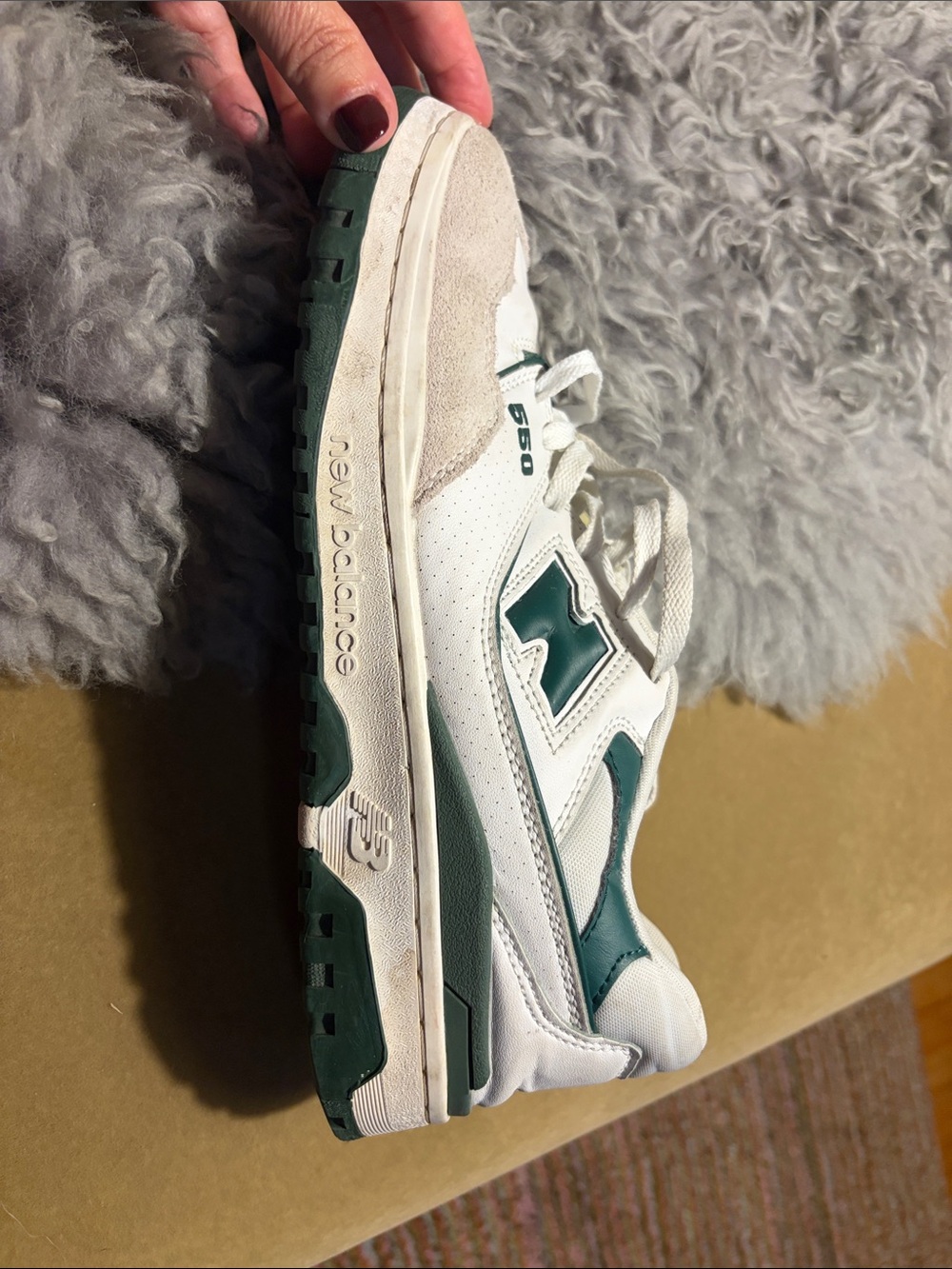 New Balance 550 Sneakers in White and Green